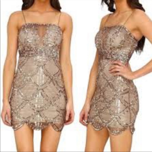 Jump Dresses & Skirts - Jump Apparel Slim Beaded Sequin Overlay Dress sz 1/2